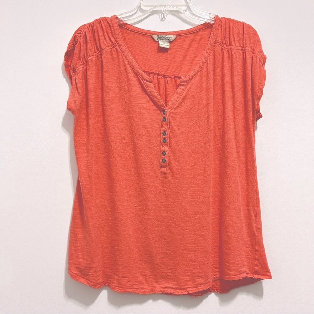 Lucky Brand Women’s Orange/Pink Salmon Short Sleeve Top